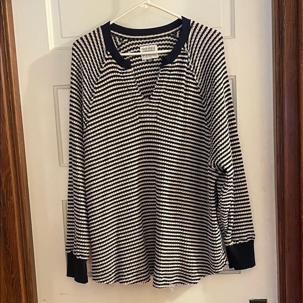 Striped Navy & White Knit Pullover